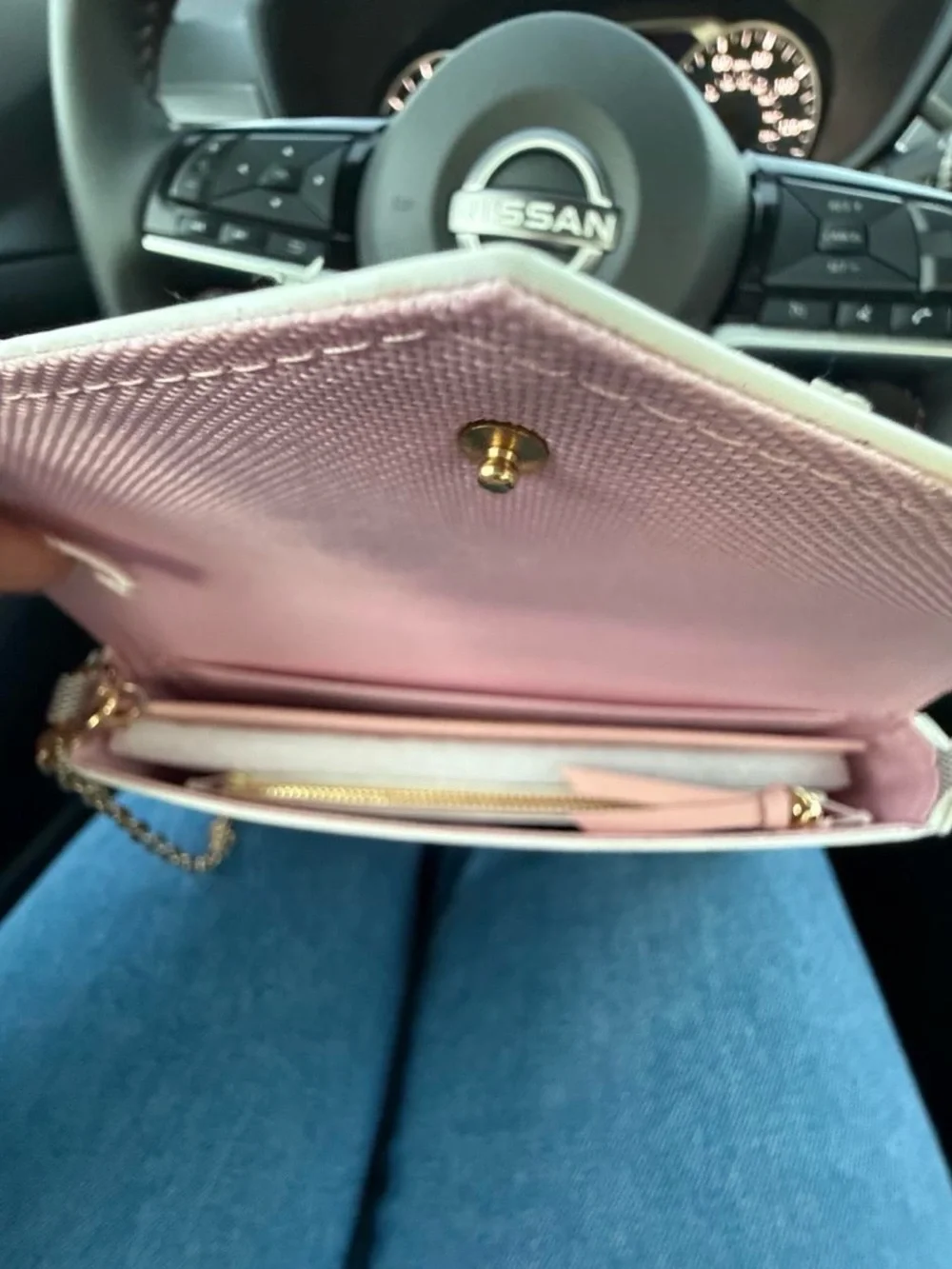 Classic Ivory Check Chain Shoulder Bag